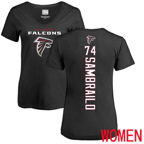 Atlanta Falcons Black Women Ty Sambrailo Backer NFL Football #74 T Shirt->nfl t-shirts->Sports Accessory